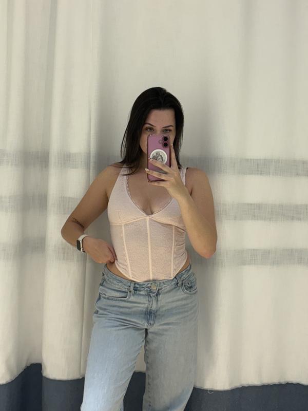 Lace Plunge Bustier Top