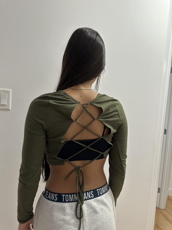 Strappy Back Long Sleeve Top