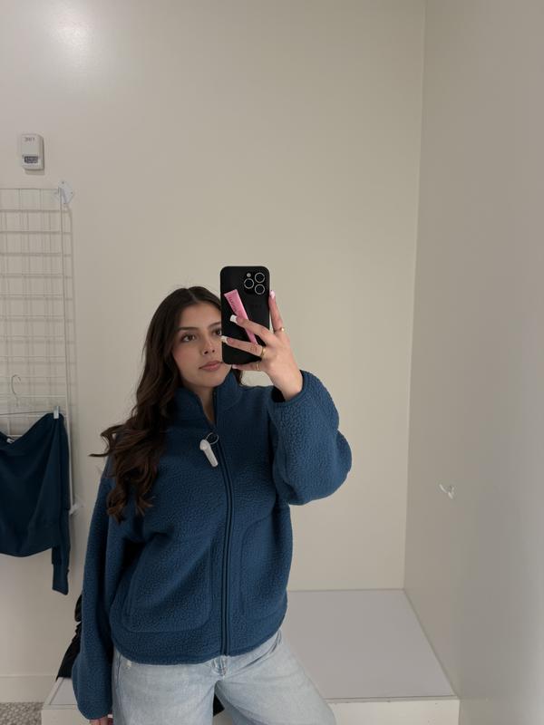 Sherpa Fleece Full Zip Jacket Blue | Garage