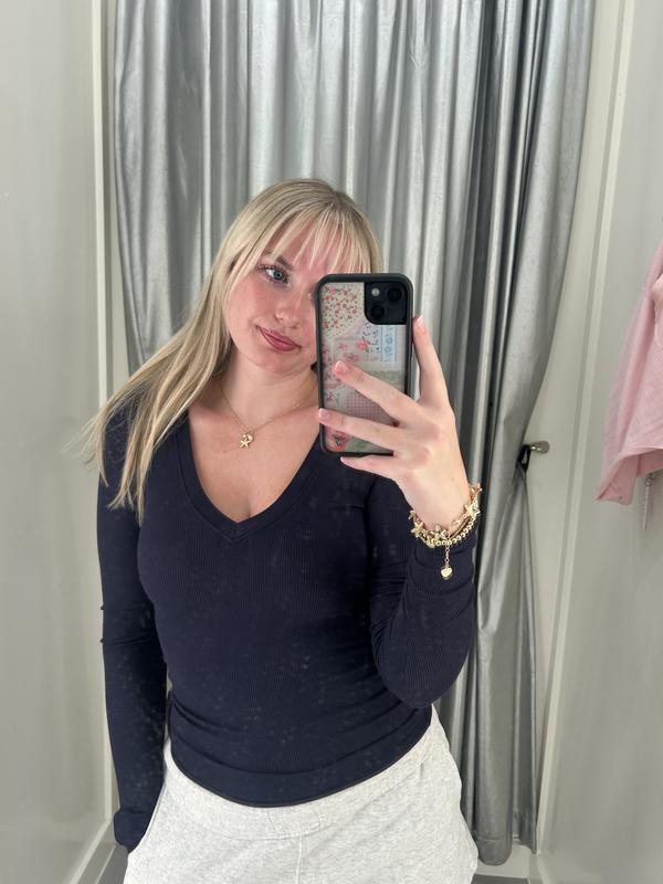 Serene Deep V-Neck Long Sleeve Top