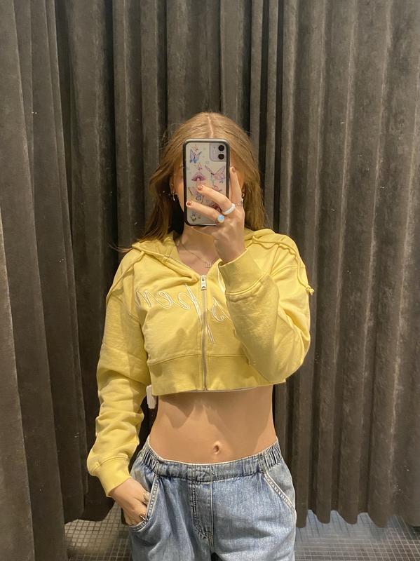 Cropped Zip Up Hoodie YELLOW Garage