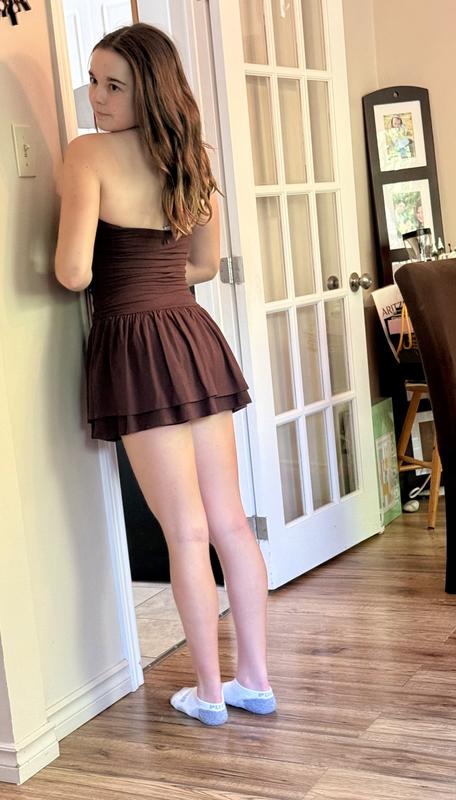 Flirty Hem Tube Romper Dress