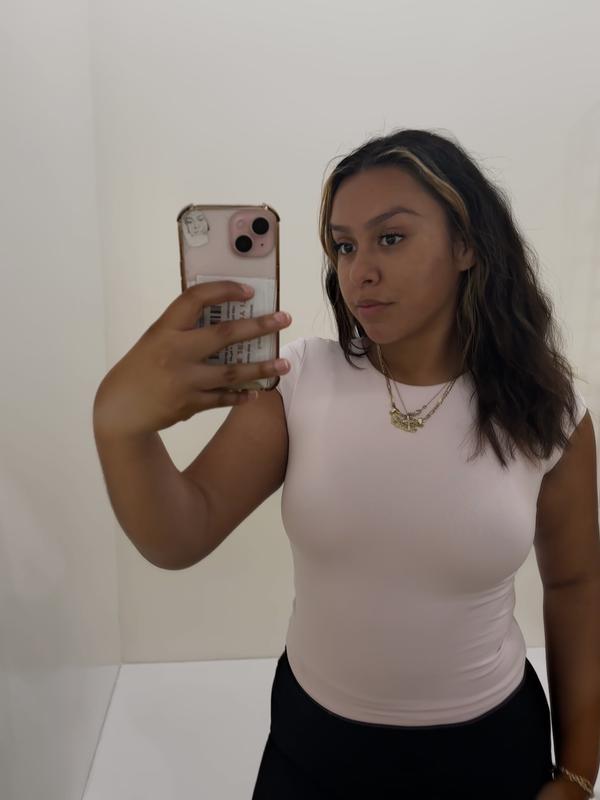 Crew Neck Open Back Short Sleeve Top