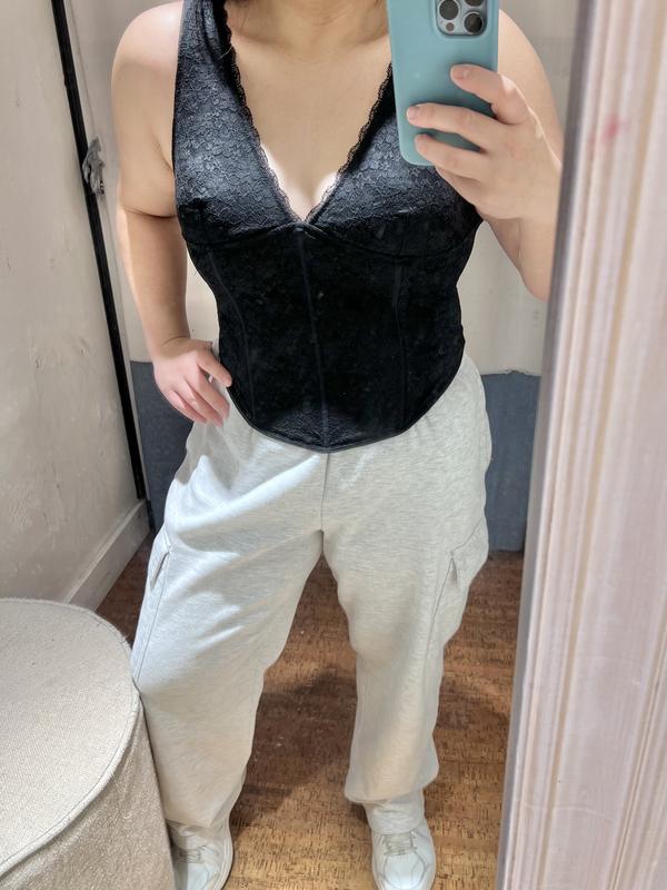 Lace Plunge Bustier Top