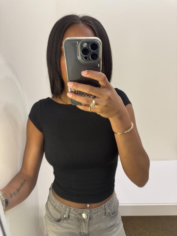 Cowl Back Short Sleeve Top