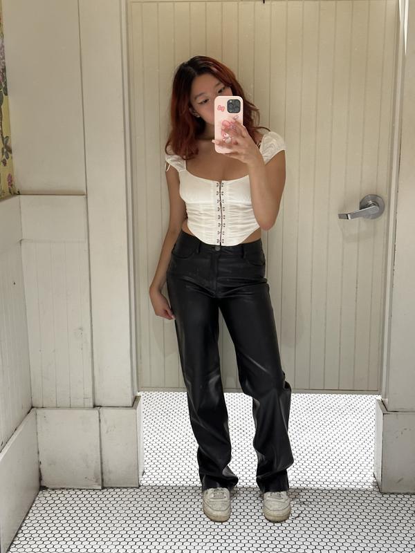 Gorgeous Black Leather Biker Pants for Women. Black Leather Pants Are  Reliable. 