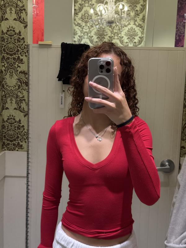 Serene Deep V-Neck Long Sleeve Top