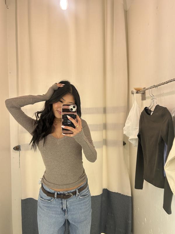 Serene Deep V-Neck Long Sleeve Top
