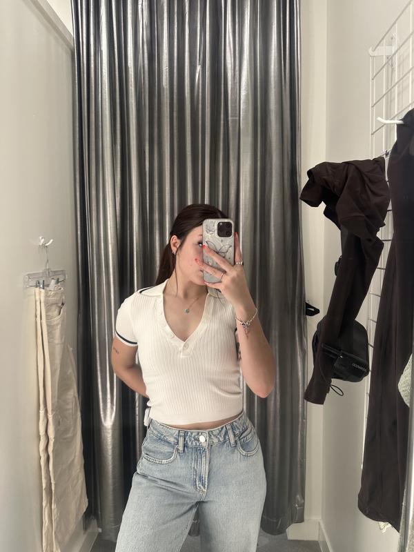 Wide Rib Short Sleeve Polo Top