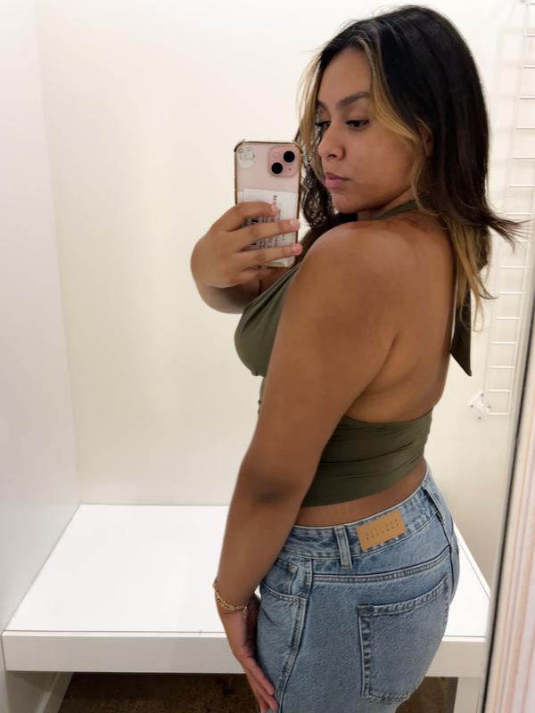Deep Cowl Neck Halter Top