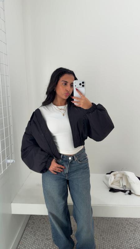 Cropped Nylon Bomber Jacket Black | Garage