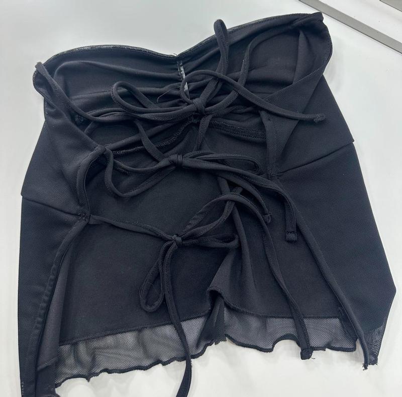 Mesh Apron Back Halter Top