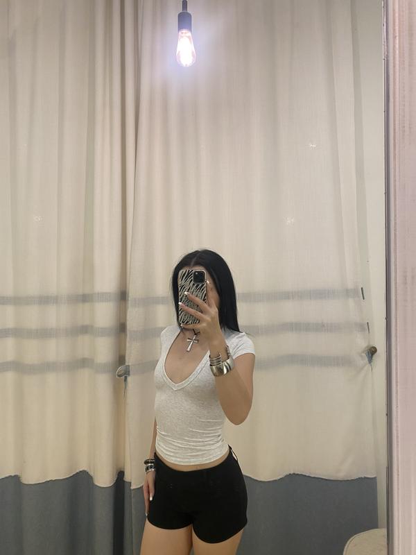 Cotton Sleek Deep V-Neck T Shirt