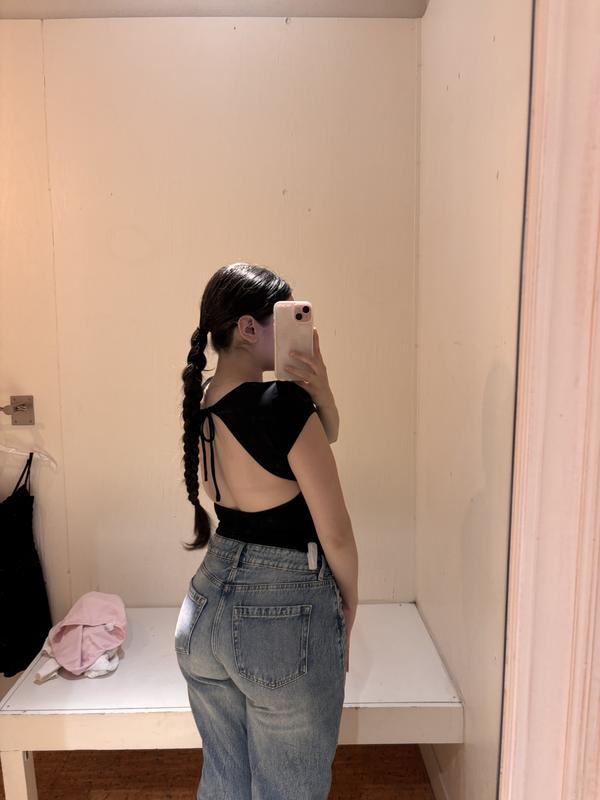 Crew Neck Open Back Tie Top
