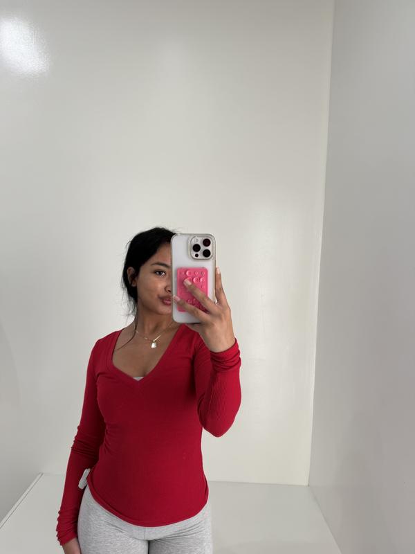 Serene Deep V-Neck Long Sleeve Top