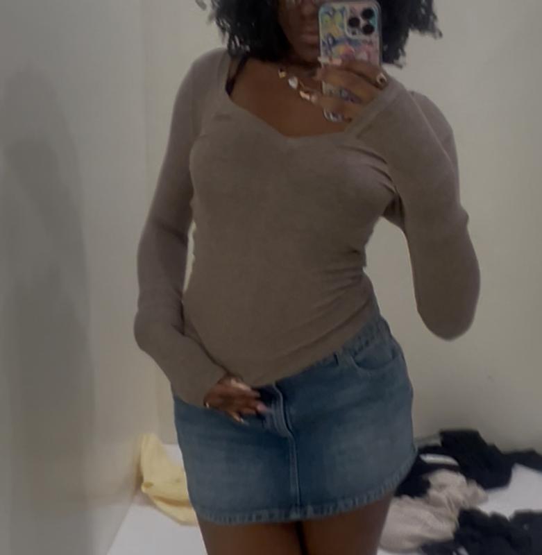 Serene Deep V-Neck Long Sleeve Top