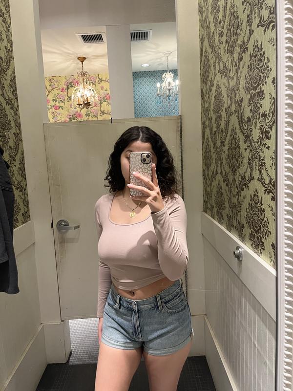 Low Rise Cuffed Denim Shorts