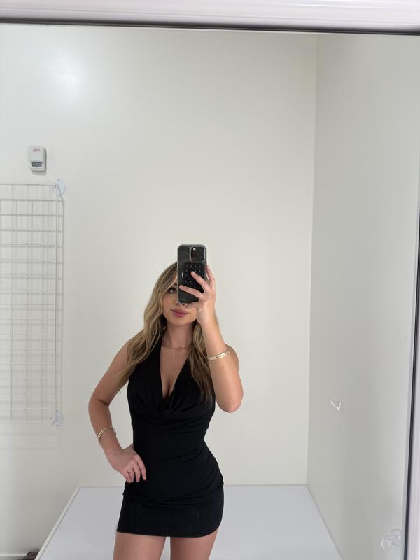 Mini Mesh Halter Dress Black | Garage