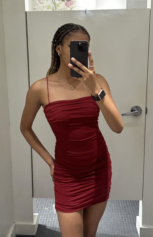 Red mesh mini sales dress