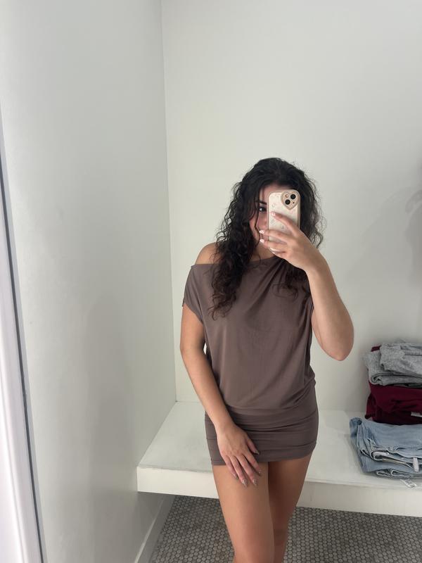 Off Shoulder Draped Mini Dress