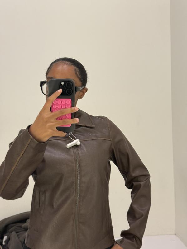 Oversized Faux Leather Worker Jacket