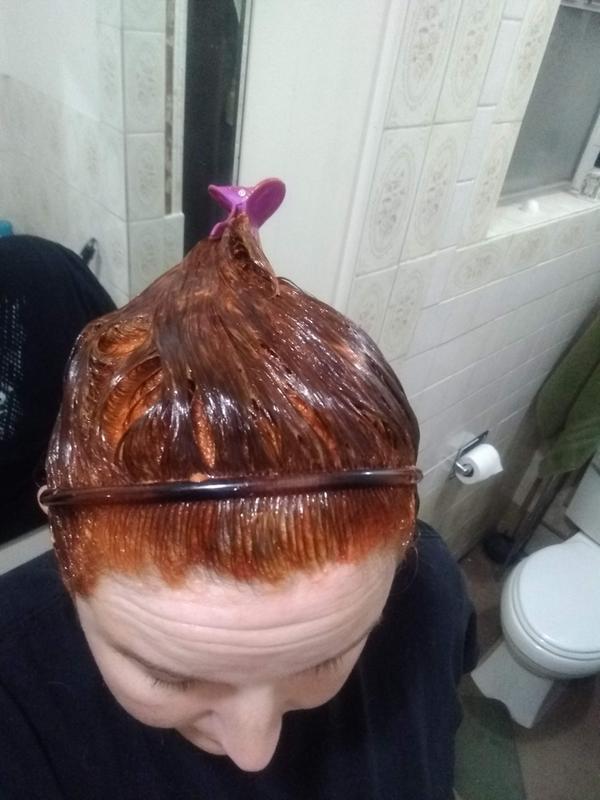 During application - easy to apply, smell isn't too strong, and now we wait.