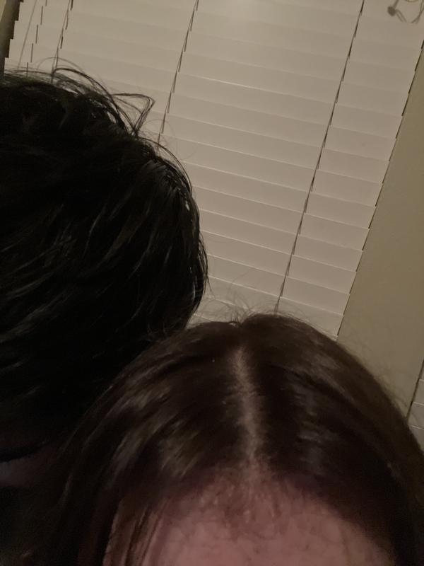 My new brunette hair compared to my boyfriends natural blue black hair