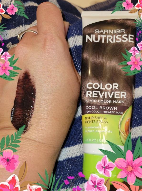  Garnier Nutrisse Color Reviver Mascarilla de color de 5  minutos, marrón cálido para cabello teñido para nutrir y añade riqueza  (para caoba y castaño), 4.2 onzas líquidas, 2 unidades (el embalaje