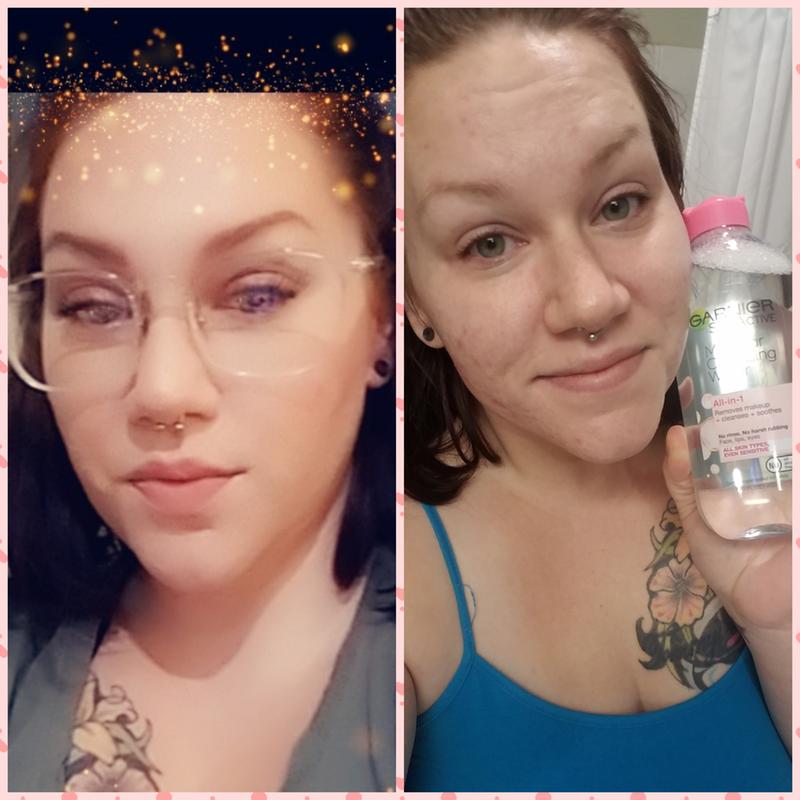 Before and after! It took seconds to remove my makeup!