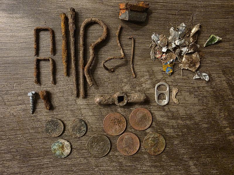 Items I found. Old metal and coins