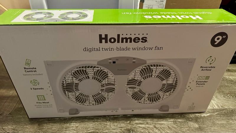 thumbnail image 2 of Holmes 9-Inch Twin Window Fan With Remote - Reversible Airflow, 3 Speeds, Extender Panels 2 of 5