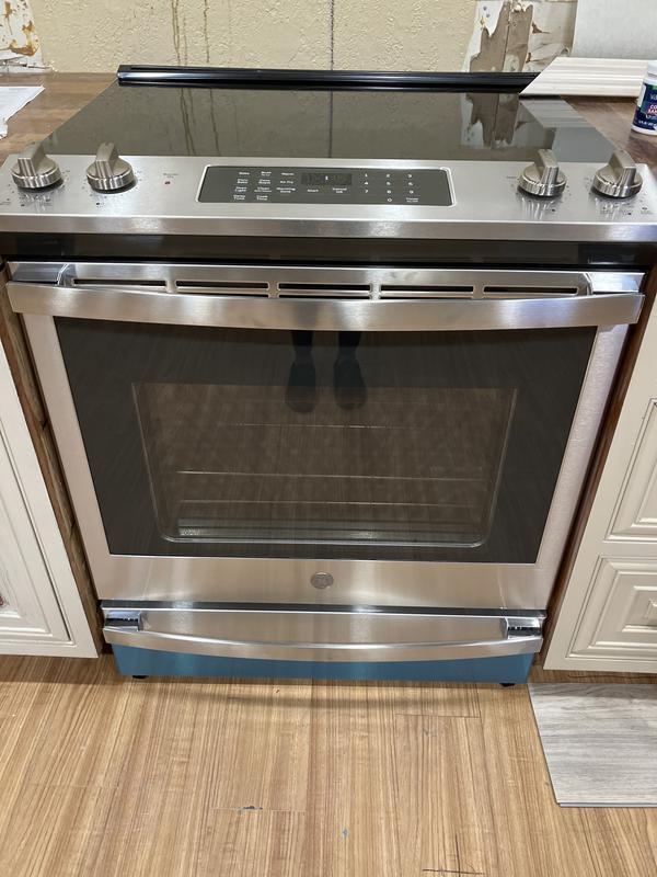 GE 30 in. 5.3 cu. ft. Slide-In Electric Range in Stainless Steel with  Convection, Air Fry Cooking JS760SPSS - The Home Depot