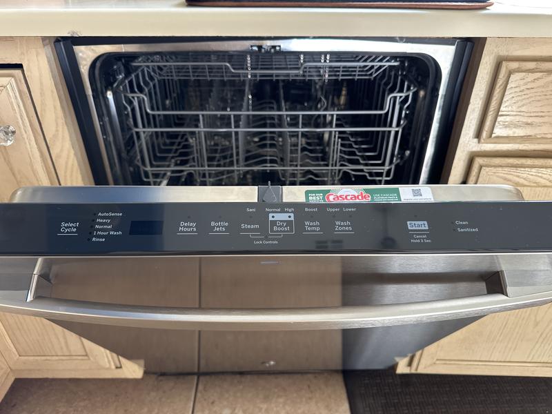 GE Dry Boost Top Control 24 in Built In Dishwasher Fingerprint