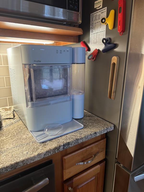 Nestled next to the fridge