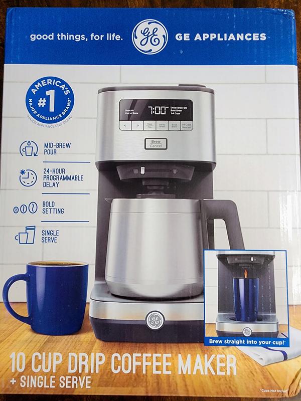 G7CDABSSTSS by GE Appliances - GE 10 Cup Drip Coffee Maker with Single  Serve