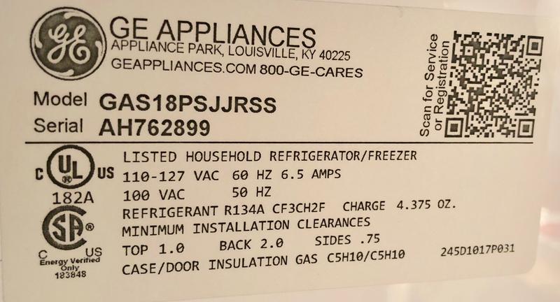 GE GAS18PSJSS Top Freezer Refrigerator with Autofill Pitcher