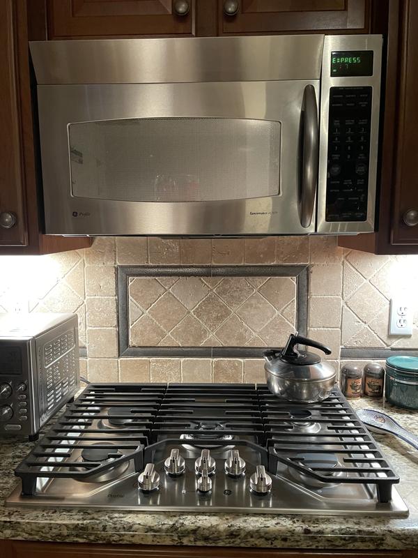 GE Profile 2.1 cu ft 1000 Watt 29.94 in Over the Range Microwave with Sensor Cooking Stainless Steel PVM9005SJSS at Lowes