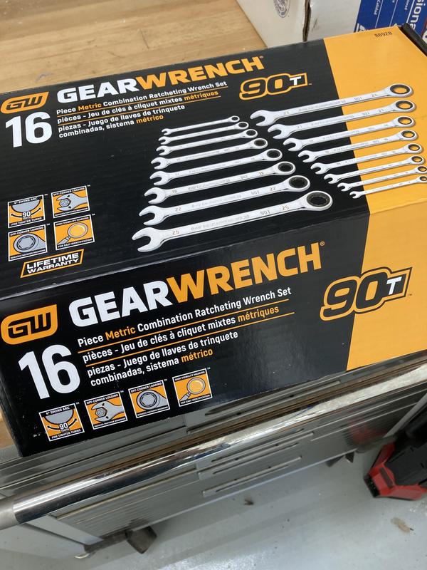 GearWrench 86928 - 16 Pc. 90-Tooth 12 Point Metric Combination Ratcheting Wrench Set