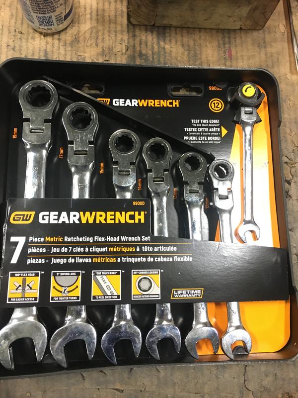 KD Tools GearWrench 7-Piece 12-Point Metric Flexible Head Combination Wrench  Set at