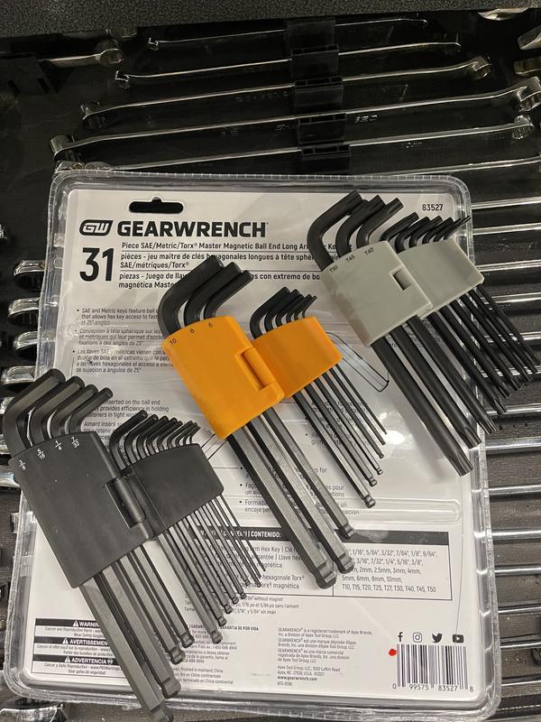 31 Piece Magnetic Long Ball End SAE/Metric/Torx® Hex Key Set 31 Piece Magnetic Long Ball End SAE/Metric/Torx® Hex Key Set