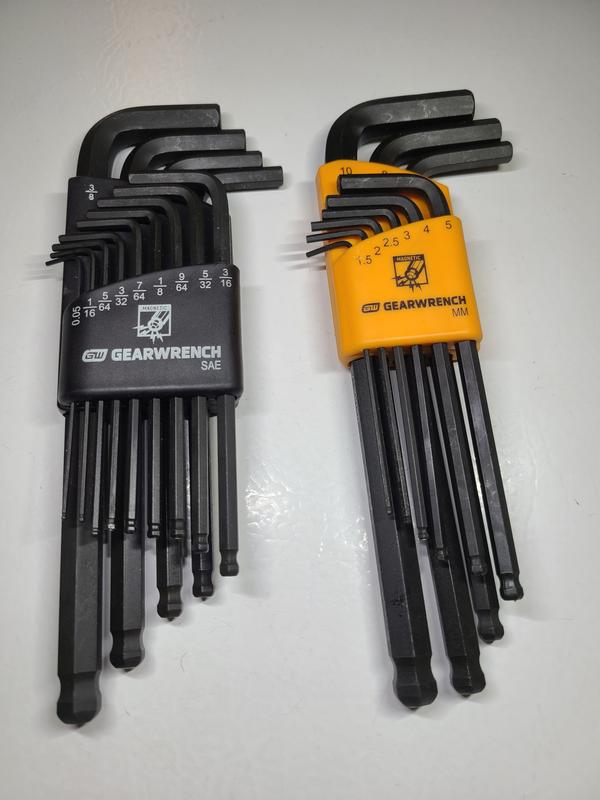 22 Piece SAE/Metric Magnetic Ball End Long Arm Hex Key Set