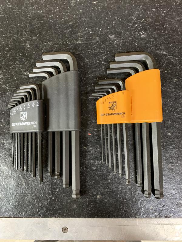 22 Piece SAE/Metric Magnetic Ball End Long Arm Hex Key Set