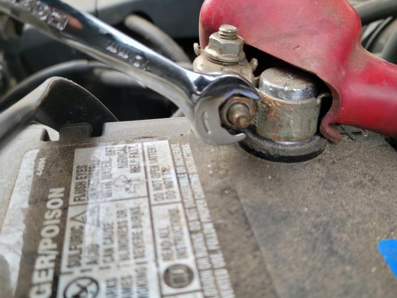 Close-up of 10mm Honda Battery Nut