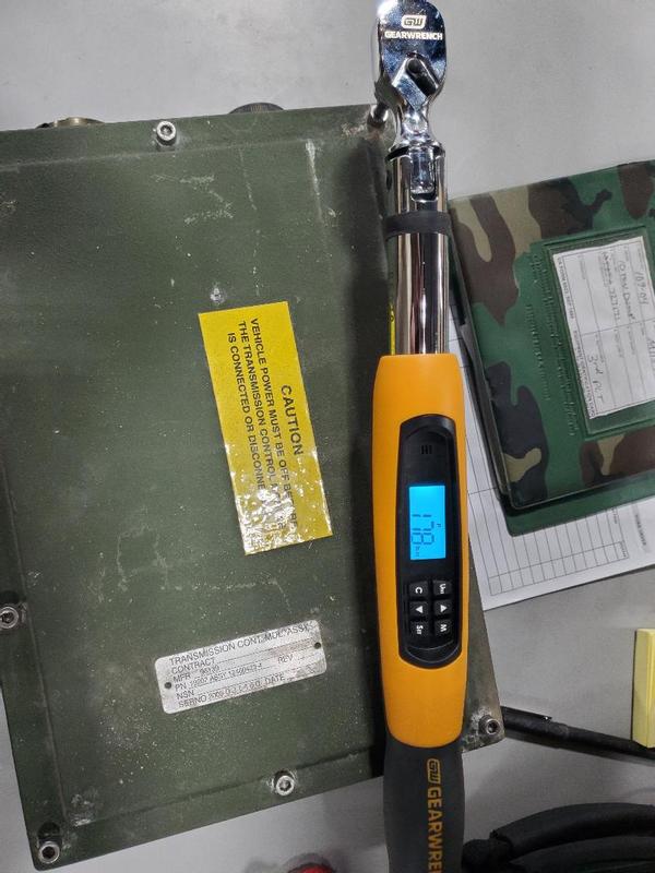 Torqueing cover of transmission controller in a HMMWV to 180 in/lb.  Set limit and the warning lights and vibration told me enough was just right.