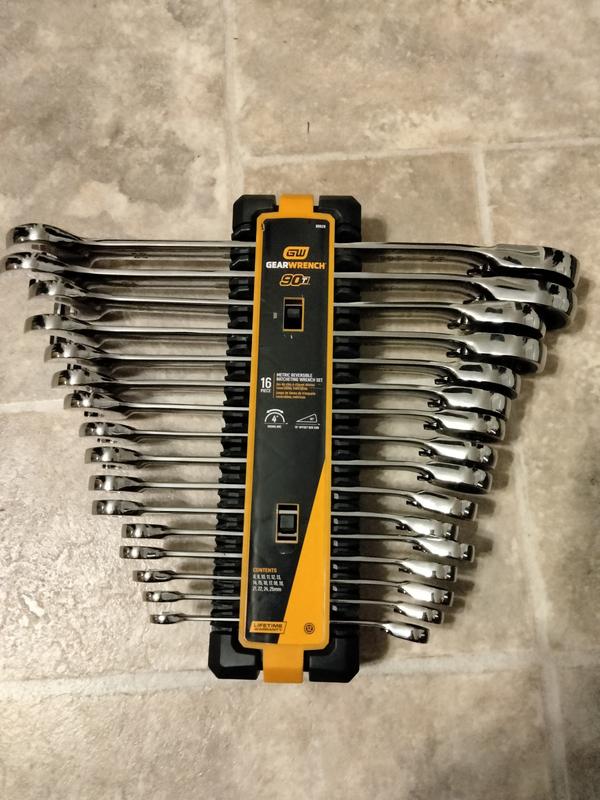 せんち 16 Pc. 90T 12 Point Metric Reversible Ratcheting Wrench Set