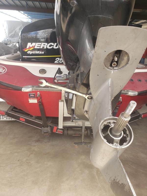 Here I was installing a lower unit on a Mercury 250HP