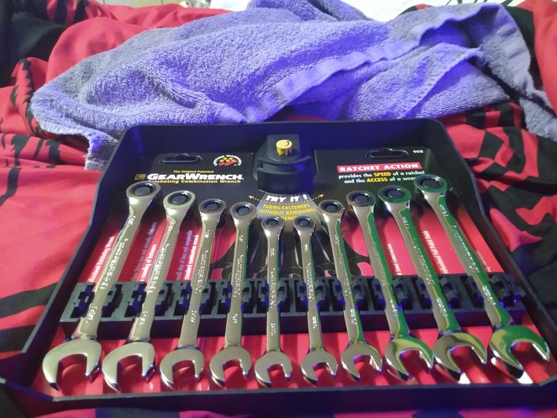 10 Pc 72T 12 Pt Ratcheting Combination SAE/Metric Wrench Set
