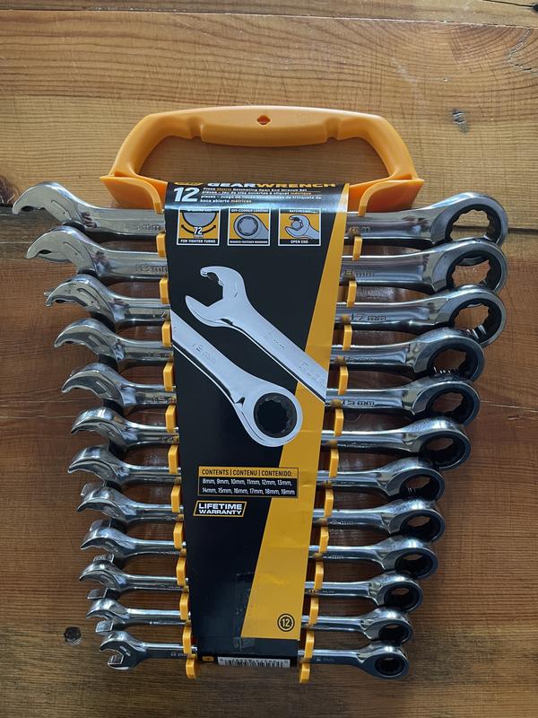 12 Pc. 72T 12 Point Open End Ratcheting Metric Wrench Set