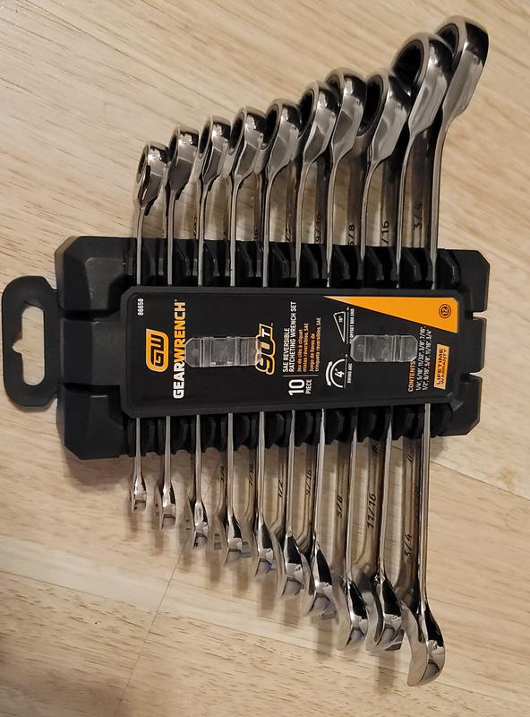 人気ランキング 90T Pc. 10 12 Set Wrench Ratcheting Reversible SAE Point メンテナンス