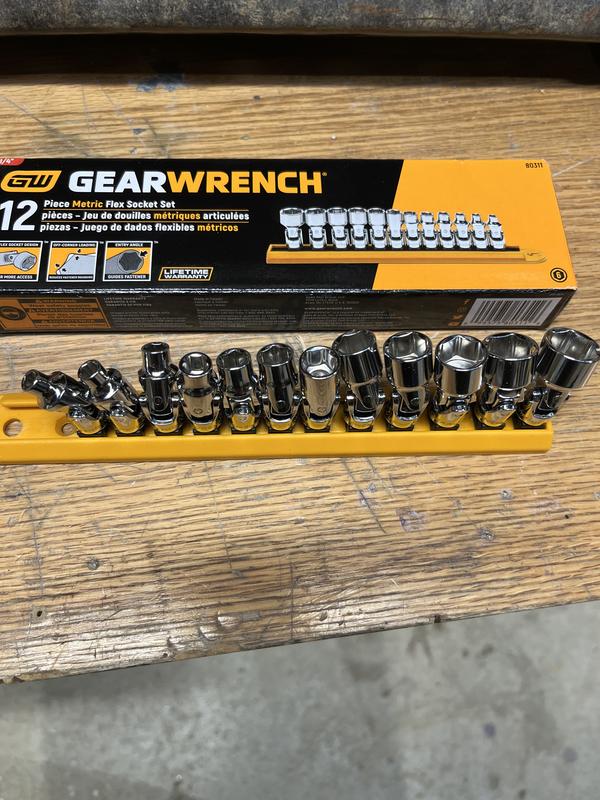 12 Pc. 1 4 Drive 6 Point Flex Metric Socket Set